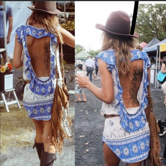 Rare SPELL coyote backless shift dress - Picture 3 of 9